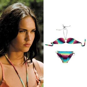 Rainbow Striped Bandeau Bikini As Seen On Mikaela In Transformers